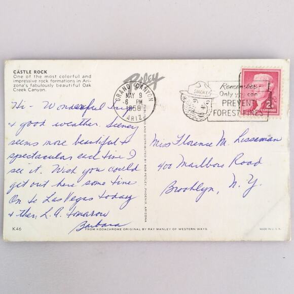 Castle Rock Oak Creek Canyon Arizona 1950s Postcard PC AZ 1958 National Park - Picture 2 of 2